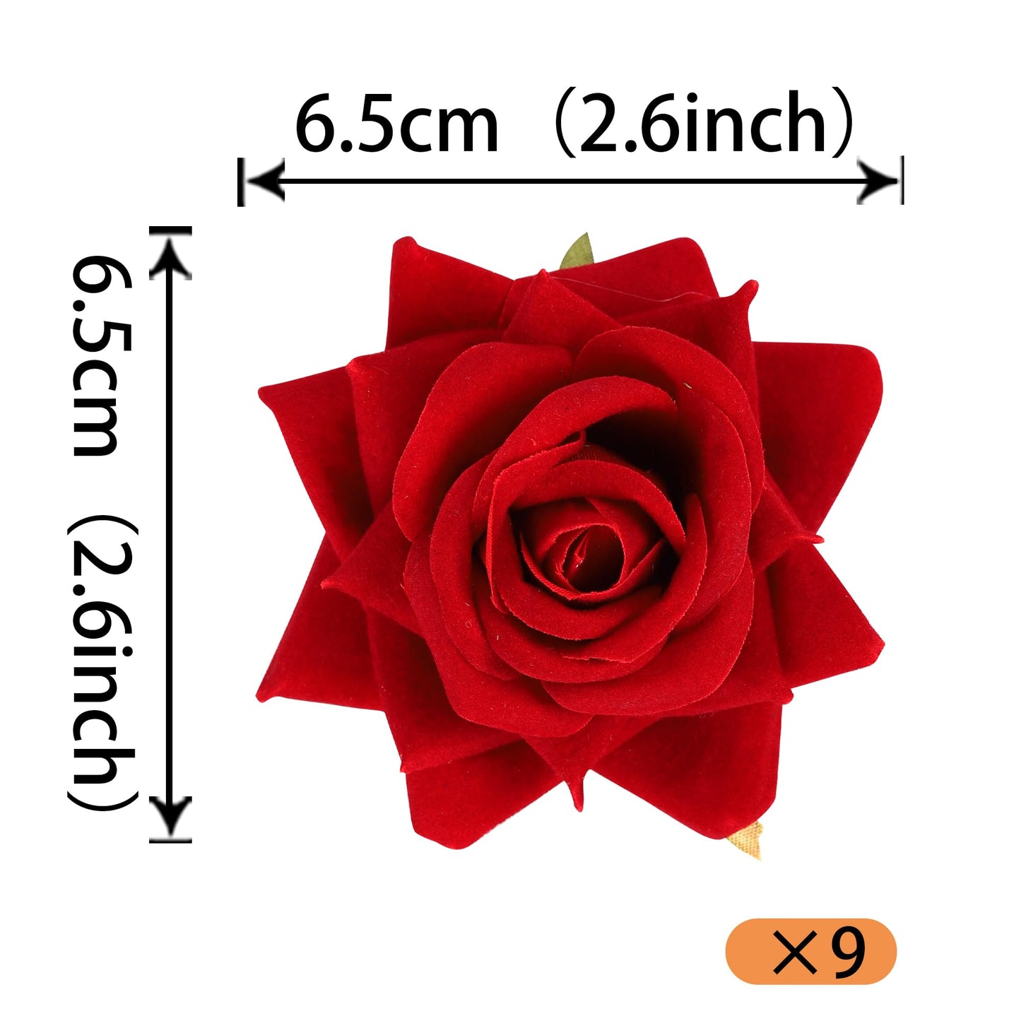 Rssta i Red Rose Cake Topper - 9 Pack Artificial Flowers for Wedding, Bridal Shower, Birthday, 2.6 inches, Design 5