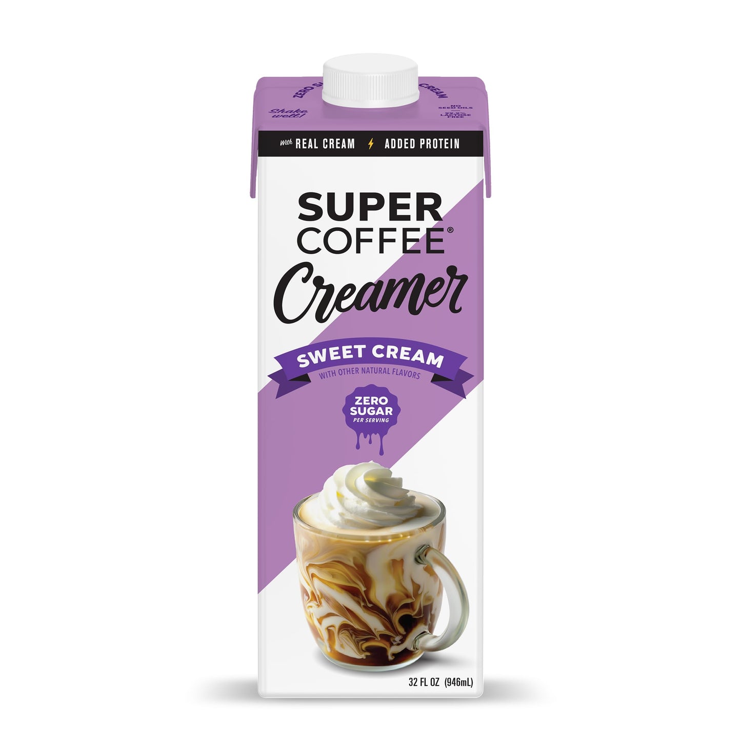 Super Coffee Creamer, SugarFree Creamer (0g Sugar, 1g Protein, 15 Calories) [Sweet Cream] 32 Fl Oz, 6 Pack | Keto Coffee