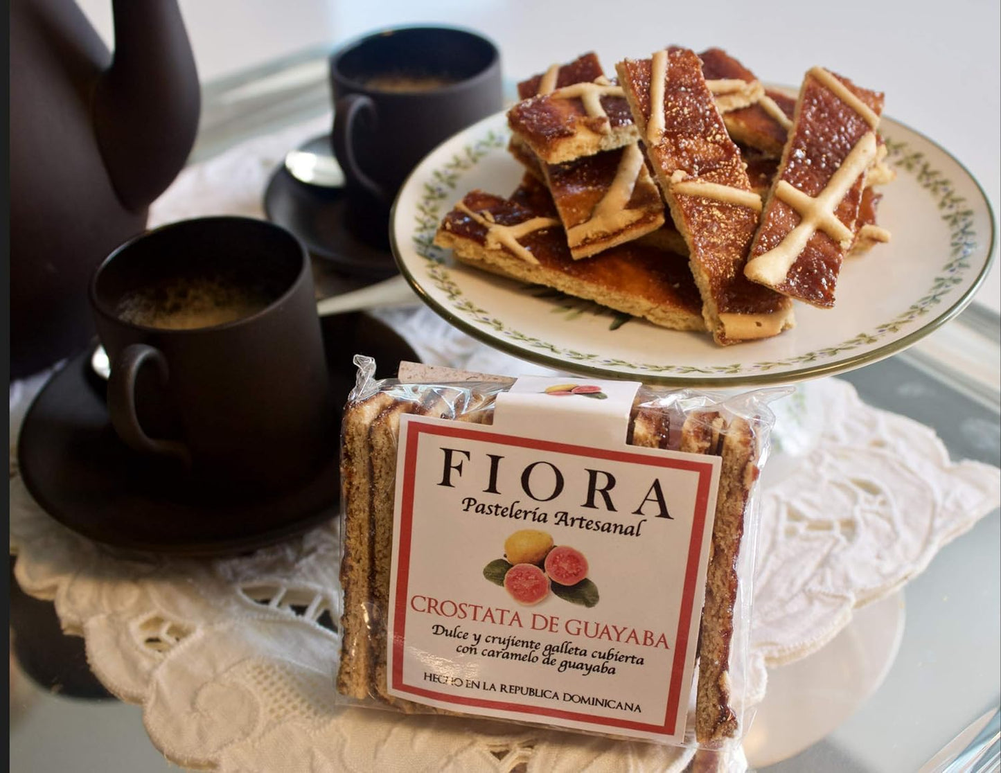Fiora Crispy Guava Crostata ( Crispy Sweet Pastry Covered With Caribbean Guava Caramel ) 70 G (Box With 10 Individual Packs)