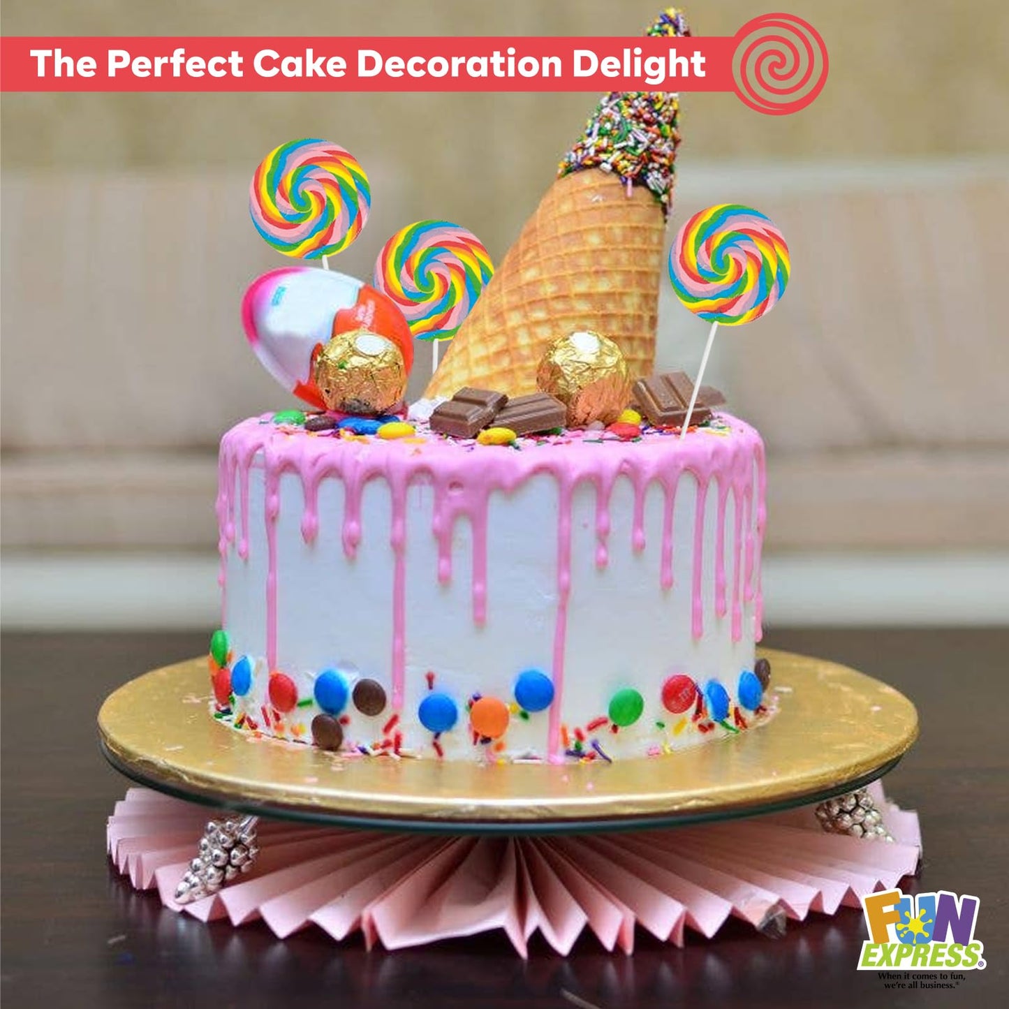 Fun Express Big Rainbow Lollipops For Kids, 6 Count