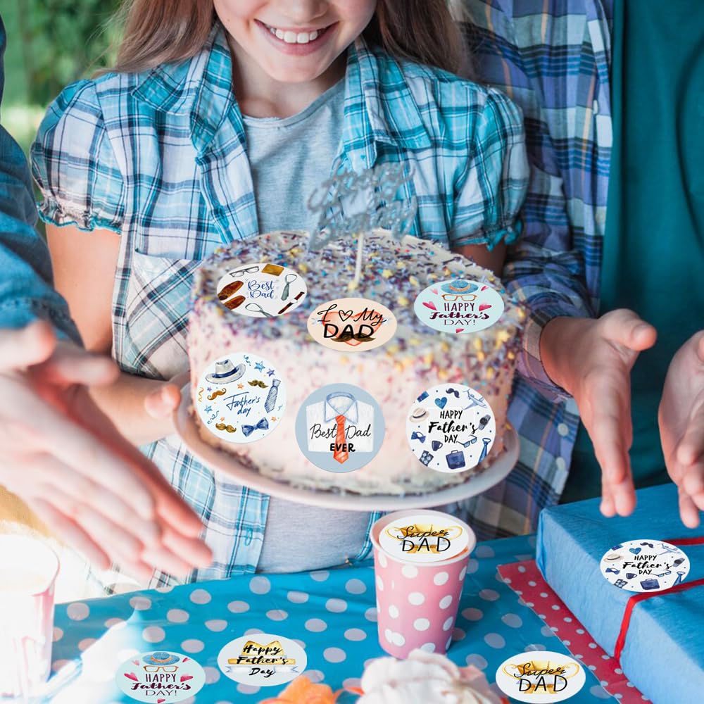 Fyeoxle 36Pcs Edible Happy Father'S Day Cupcake Toppers Wafer Paper Happy Fathers Day Cake Toppers Edible Best Dad Ever Cupcake