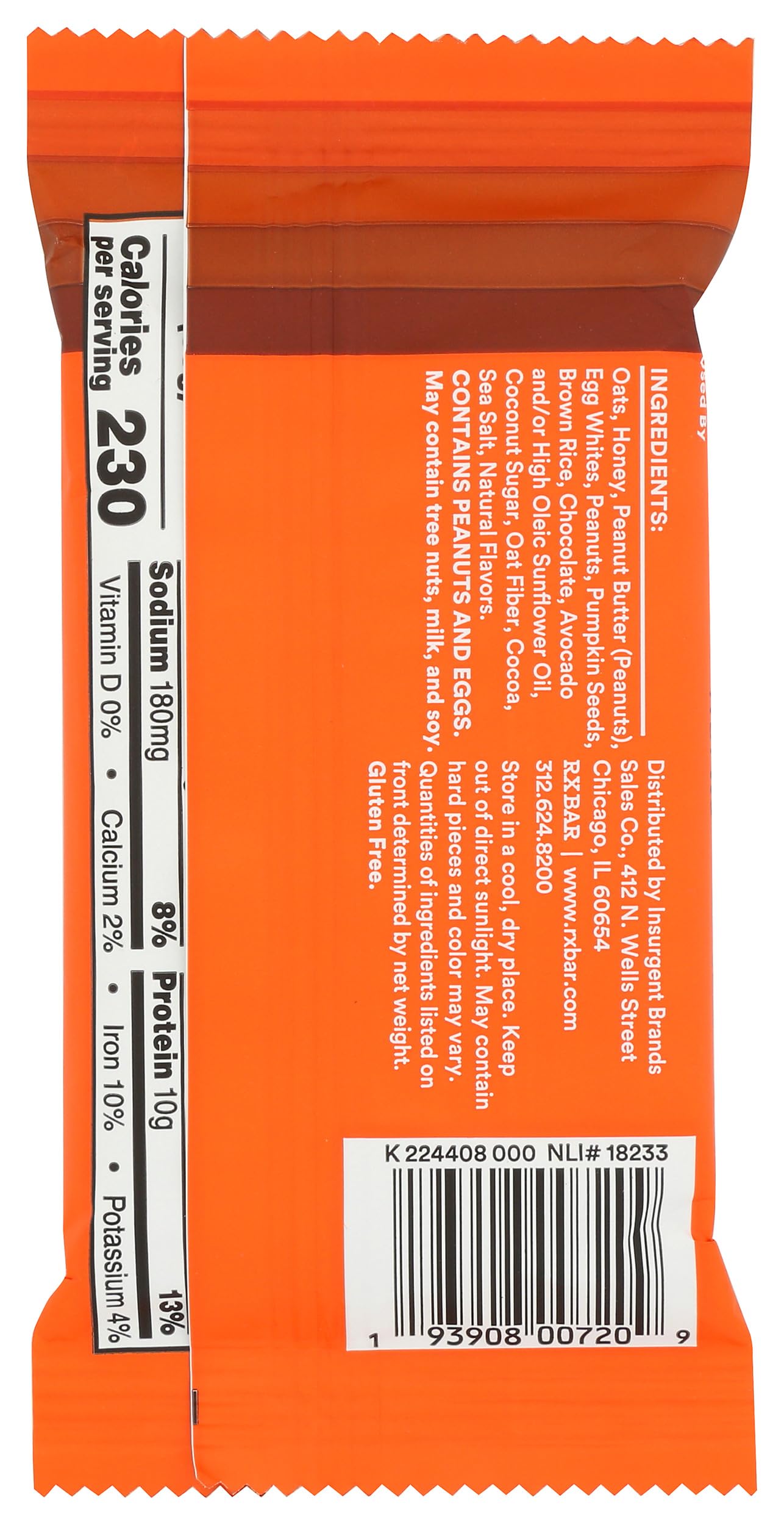 Rxbar Dark Chocolate Peanut Butter Am Bar Sgl, 1.9 Oz