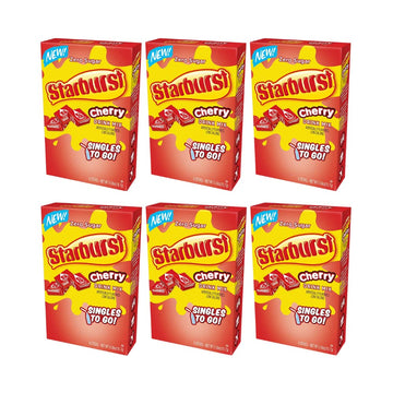 Starburst Singles To Go Powdered Drink Mix, Cherry, 6 Boxes with 6 Packets Each - 36 Total Servings, Sugar-Free Drink Powder, Ju