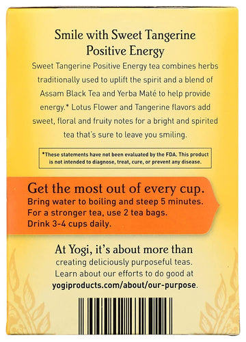 Yogi Sweet Tangerine Positive Energy, 16 Tea Bags, Packaging May Vary (Pack Of 2)