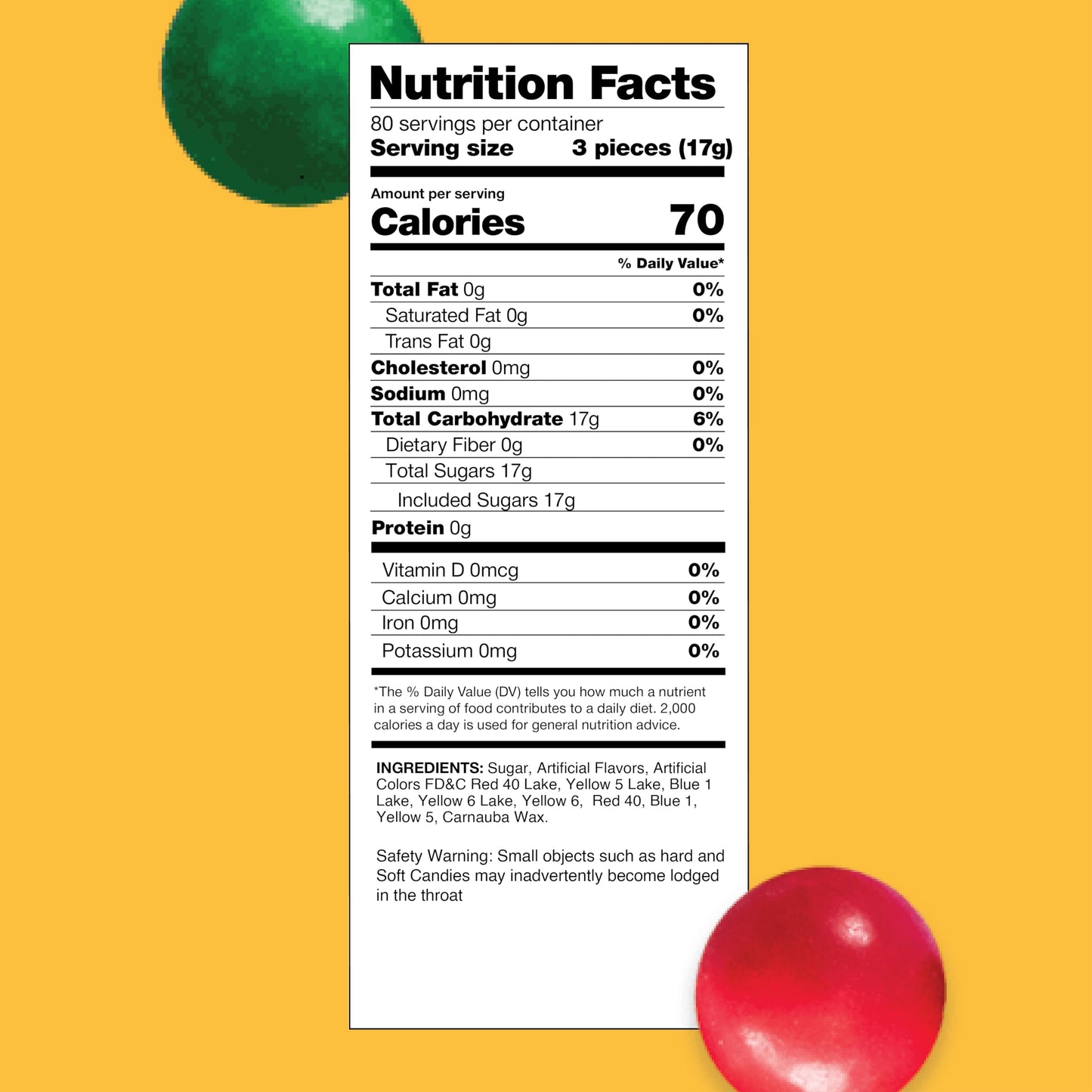Jaw Breakers Hard Candy, Individually Wrapped, Bulk Pack 3 Pounds (About 230 Count)