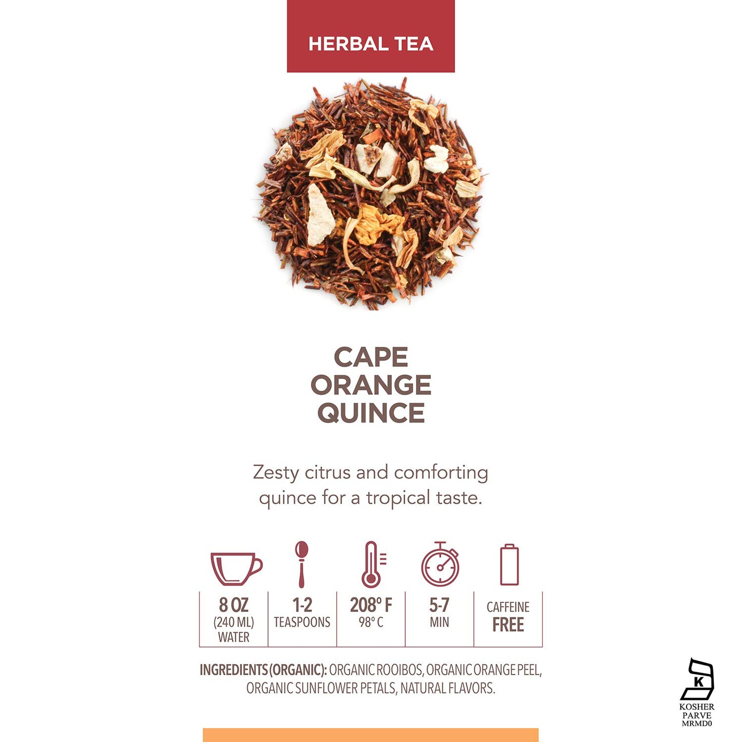 Teabloom Organic Herbal Tea Cape Orange Quince Loose Leaf 3.53 oz Canister