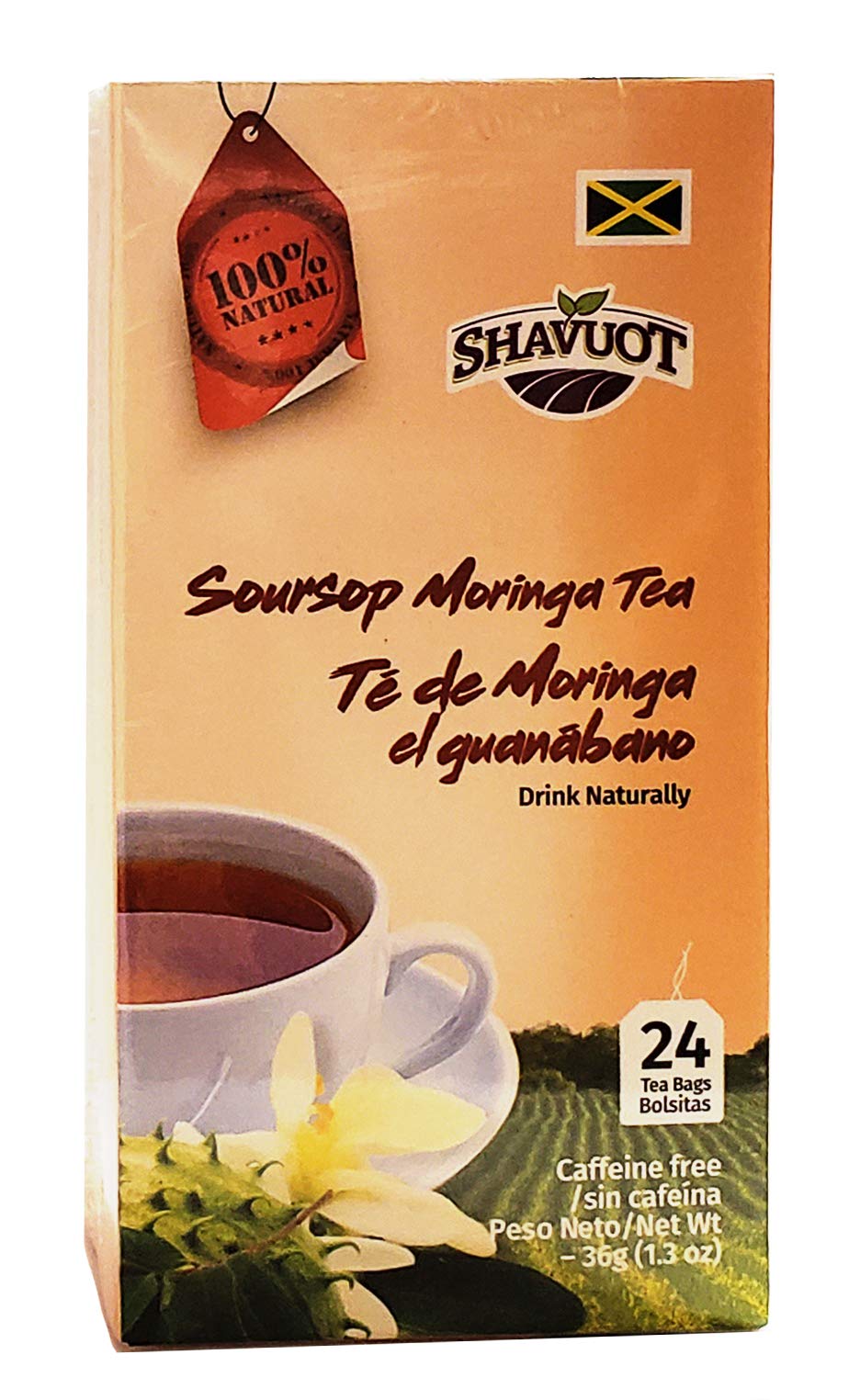 Shavuot Soursop Moringa Tea - 24 Count (Pack of 3) - Herbal Infusion, Natural Ingredients