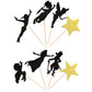 ZHUOWEISM Cupcake Toppers 24 PCS Glitter Star for Baby Shower, Birthday Party, Gold Black, Paper