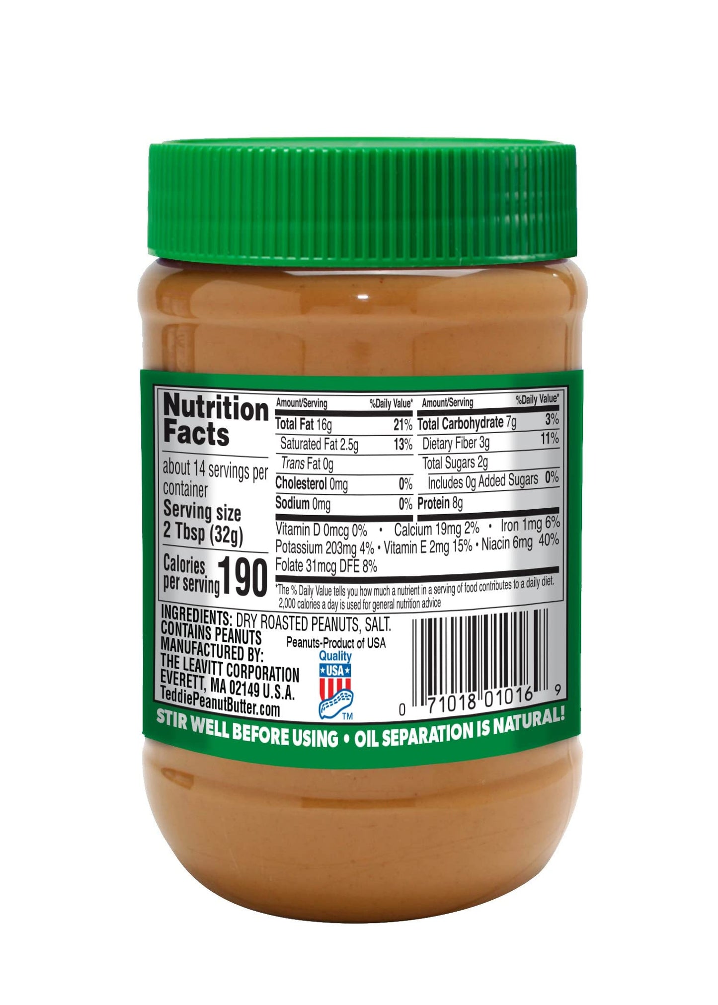 Teddie Super Chunky Unsalted Peanut Butter 2-Pack, 16 Ounce, Gluten Free & Vegan, All Natural, Perfect for Spreads & Cooking