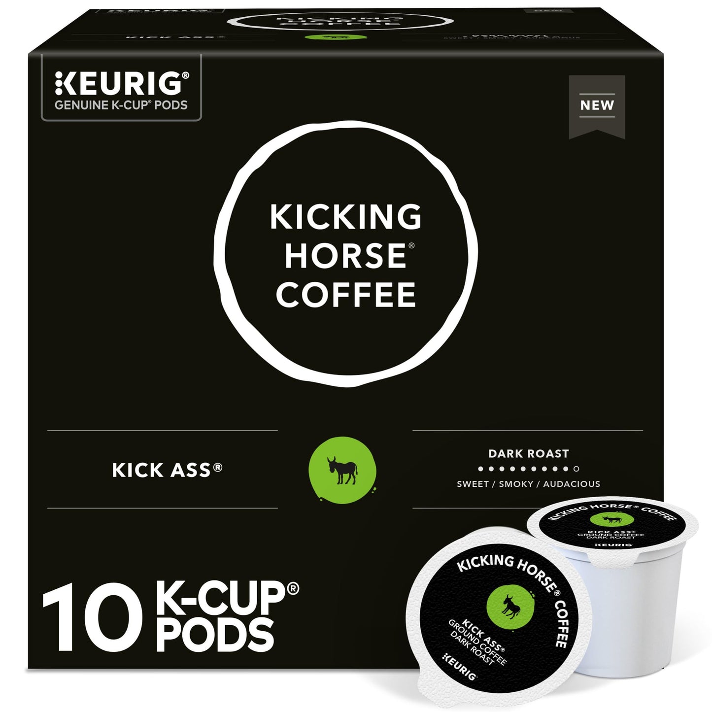 Kicking Horse Coffee Kick Ass Dark Roast K-Cup Pods, 10 Count Box