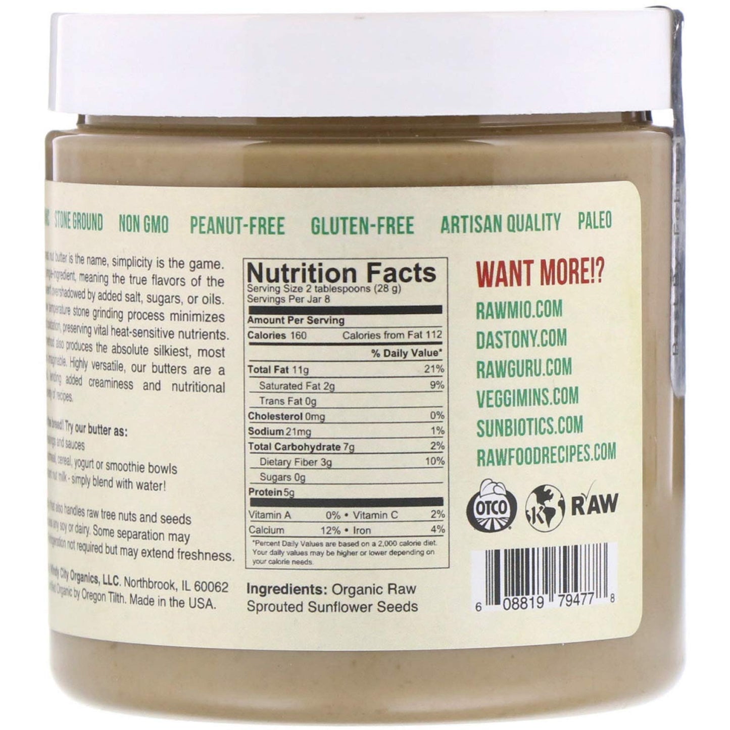 Dastony Sprouted Sunflower Seed Butter - 8 oz - Natural, Non-GMO, Vegan