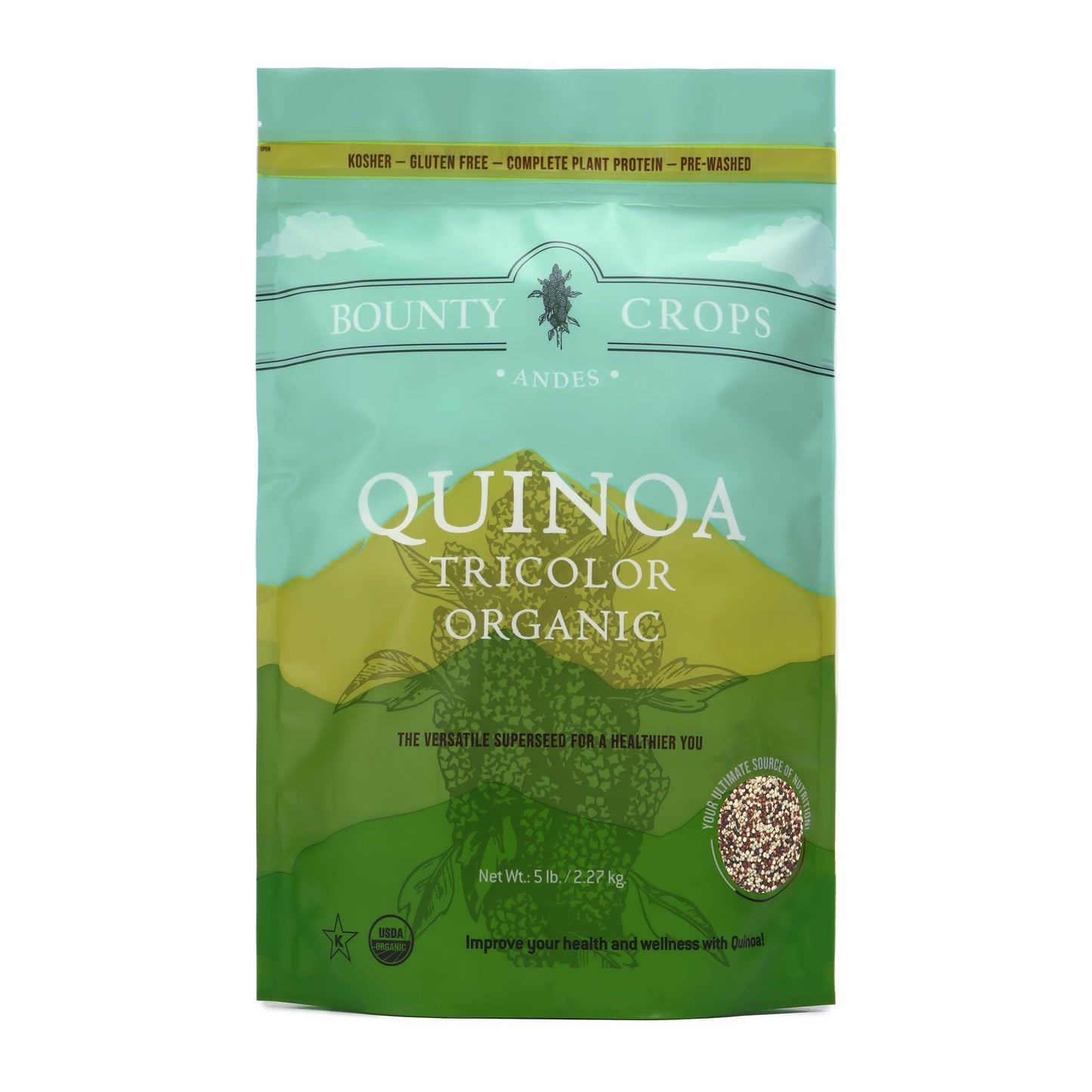 Bounty Crops Organic Tricolor Quinoa, Gluten-Free, Non-GMO, Vegan Superfood, 5 lb (80 oz)