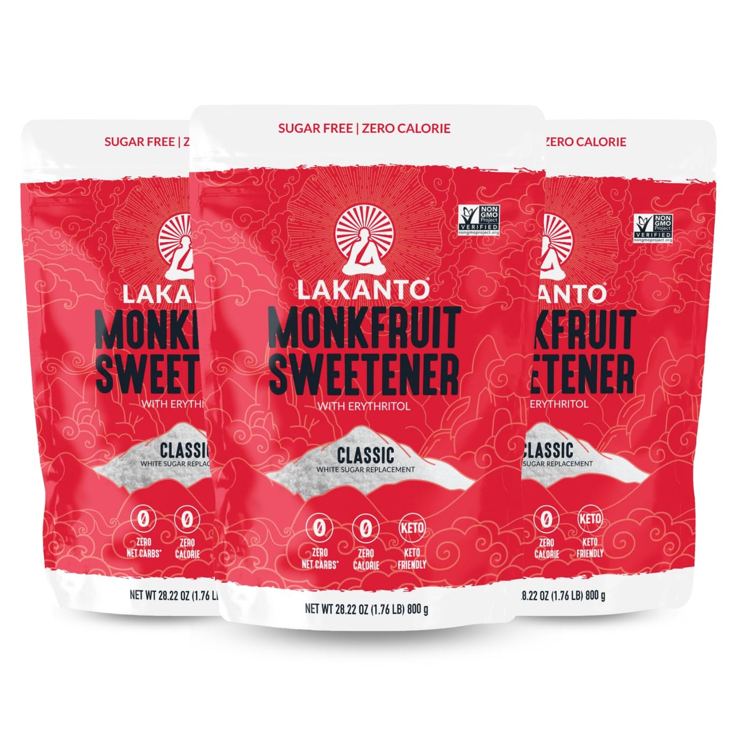 Lakanto Classic Monk Fruit Sweetener With Erythritol - White Sugar Substitute, Zero Calorie, Keto Diet Friendly, Zero Net Carbs,