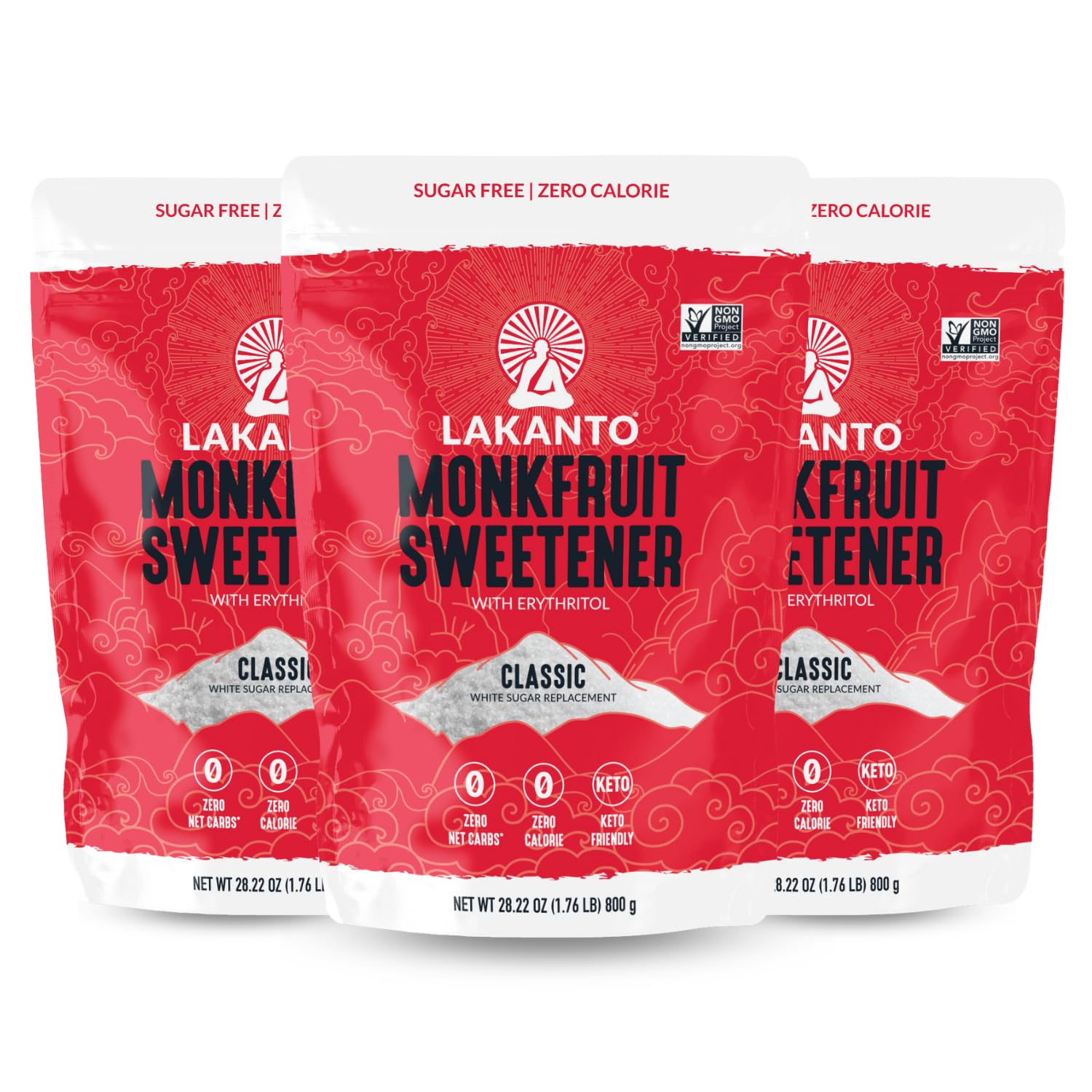 Lakanto Classic Monk Fruit Sweetener With Erythritol - White Sugar Substitute, Zero Calorie, Keto Diet Friendly, Zero Net Carbs,