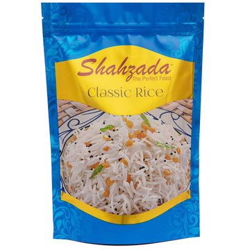 Shahzada Basmati Rice - Classic White, Aged, Aromatic, Vegan, Gluten-Free, 2lb Resealable Zip-Lock Bag
