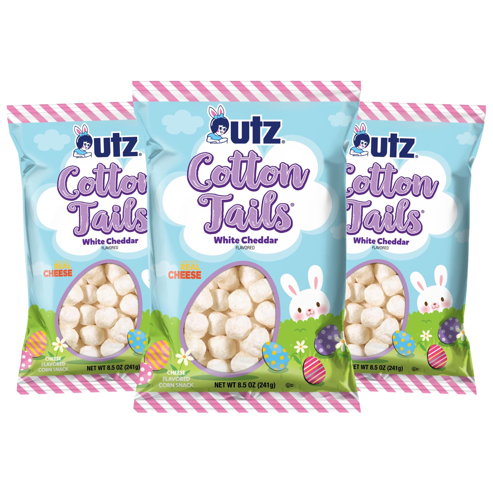 Utz Cotton Tails, White Cheddar Cheese Balls 8.5 oz. (Pack of 3)