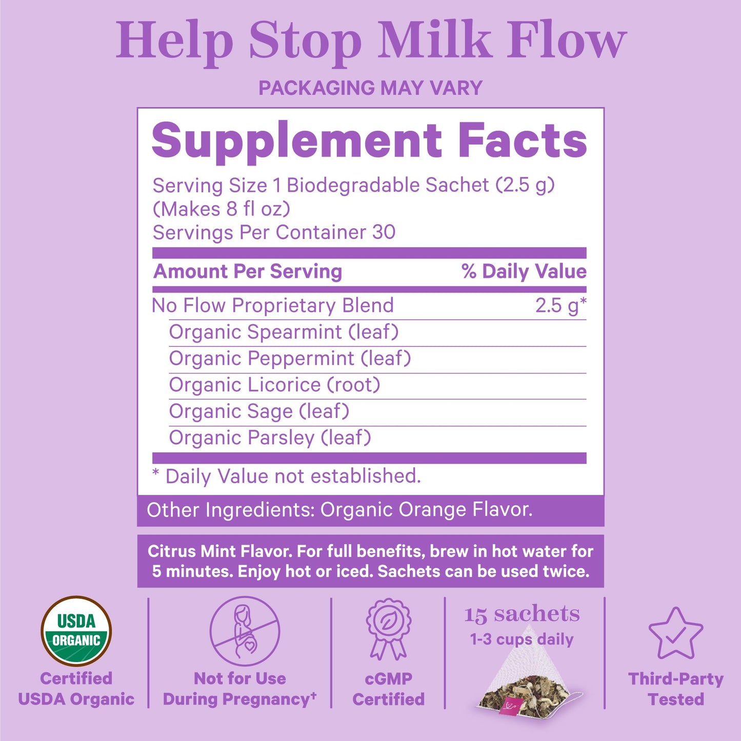 Pink Stork No Flow Tea, Organic Sage Tea To Help Dry Up Breast Milk Supply, Stop Breastfeeding And Wean Lactation Naturally, Pos