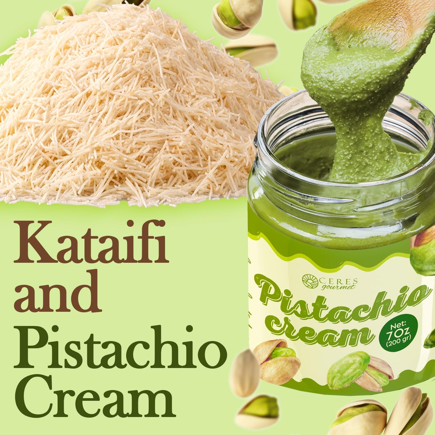 Kataifi Shredded Fillo Dough & Pistachio Butter Spread Bundle for Dubai Chocolate  Authentic Turkish Dried Chopped Kataifi Pastry (1.1 lbs) and Sweet Pistachio Nut Cream (8 Oz)  Ideal for Kunafa  Baklava  and Gourmet Desserts