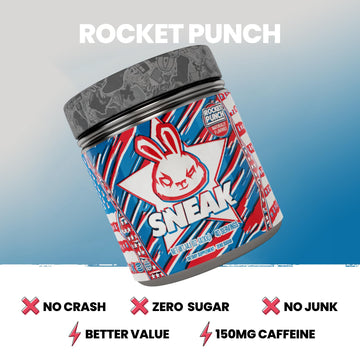 SNEAK Energy Drink Powder - Rocket Punch Flavor, 40 Servings, No Sugar, Natural Caffeine, Blue