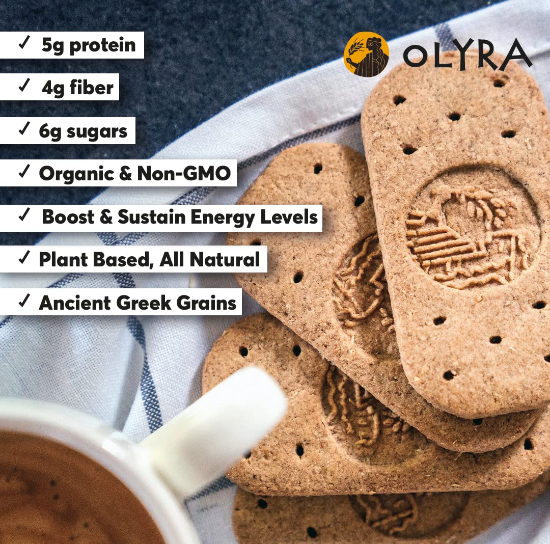 Olyra Breakfast Biscuits Cinnamon Tahini, Kids Healthy Snacks, Low Sugar, High Fiber, Plant-Based Protein Cookies, Organic Break