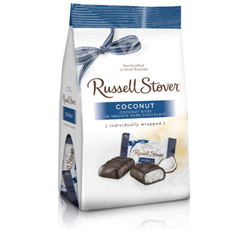 Russell Stover Dark Chocolate Coconut Mini Gusset Bag 6 Ounce Russell Stover Chocolate Coconut Chocolate Candy Bag; Sweet Coconu