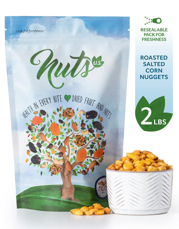 NUTS U.S. - Roasted and Salted Corn Nuggets | No Aritifical Colors & Flavors | NON-GMO | Packed in Resealable Bags!!! (2 LBS)