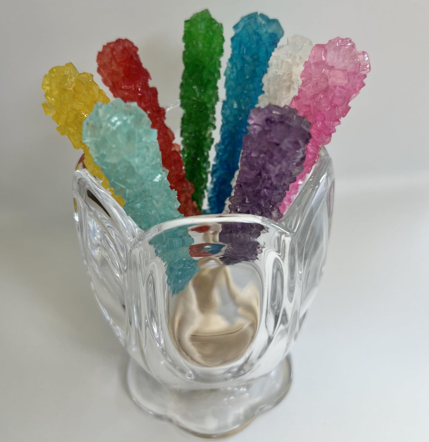 SweetGlob Classic Rock Candy Sticks - Sugar Rock Crystal Lollipops, Rainbow Flavors, Individually Wrapped, 12 Count