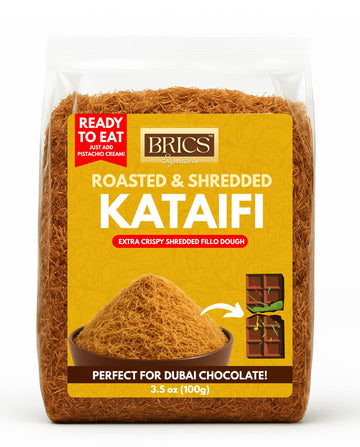 BRICS Signature Pre-Roasted Kadayif, Ready-to-Use Shredded Golden Kataifi Phyllo Dough for Dubai Chocolate Bar (3.53oz / 100g)