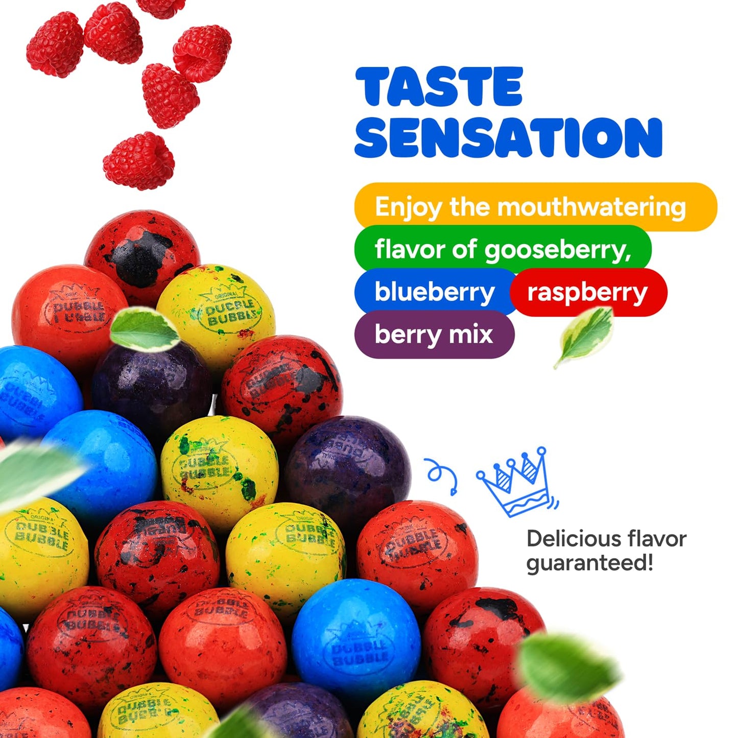 Gumballs for Gumball Machine - Berry Mix 1 Inch Bubble Gum Balls Bulk - Gumball Machine Refills - Chewing Gum - 2.4 LB - 136 pcs King Gumballs Bulk