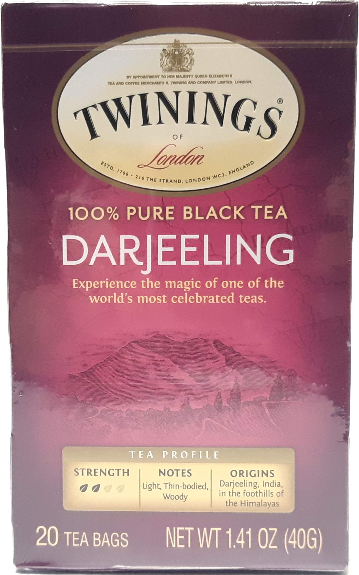 Twinings Darjeeling Tea Bags - 20 Count Box, Classic Flavor, Ideal for Tea Lovers