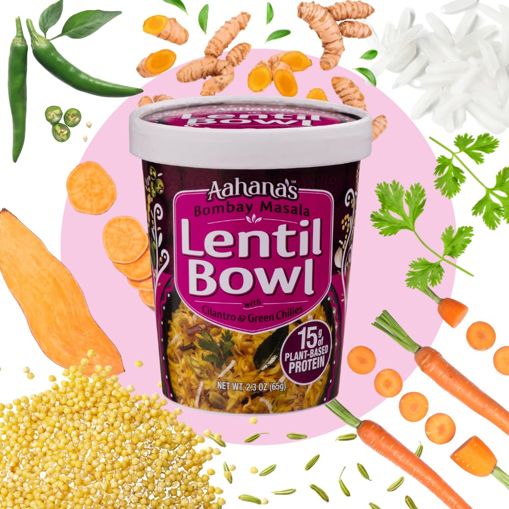 Aahanas  ay Masala Rice & Lentil Bowl - Vegan, Gluten Free, Plant-Based, Ready To Eat, Pack of 8