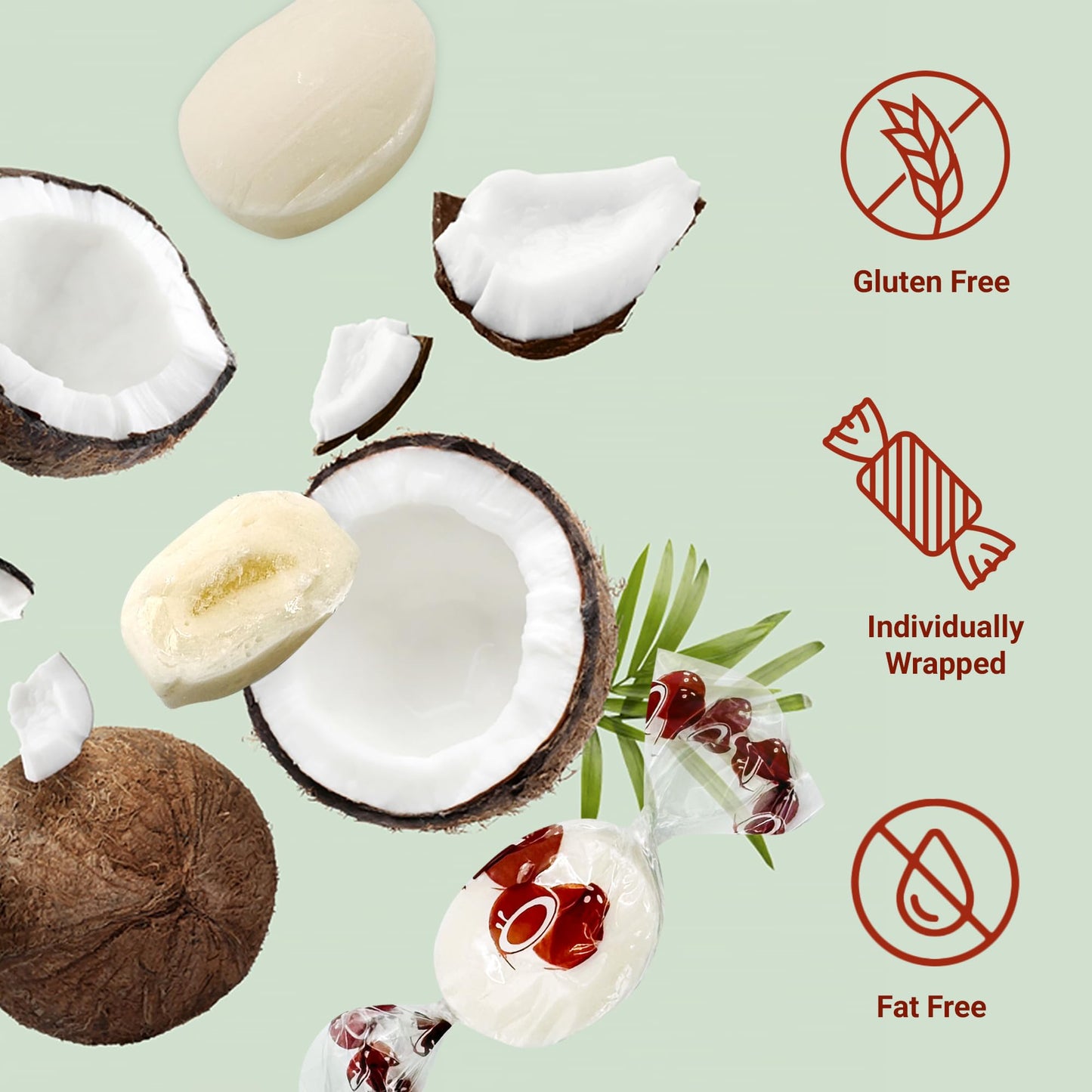 Fusion Sweets Coconut Hard Candy - Creamy Filled, 2 Pounds, Individually Wrapped, White, Bulk Bag, Old Fashioned