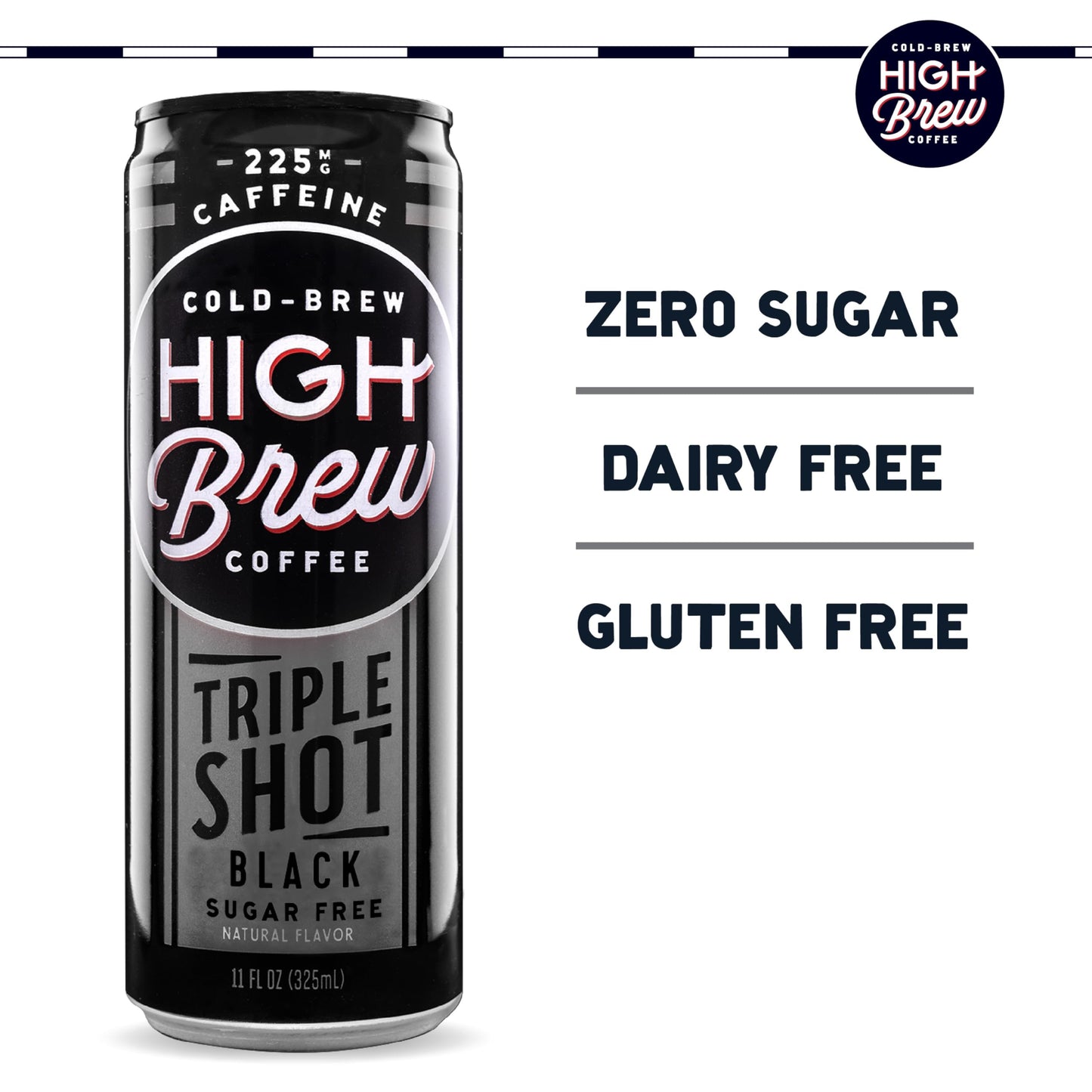 High Brew Coffee Cold Brew Iced Coffee, Lightly Sweetened, 225 mg Caffeine, 11 Fl Oz, Pack of 12, Low-Acid, Ready-to-Drink