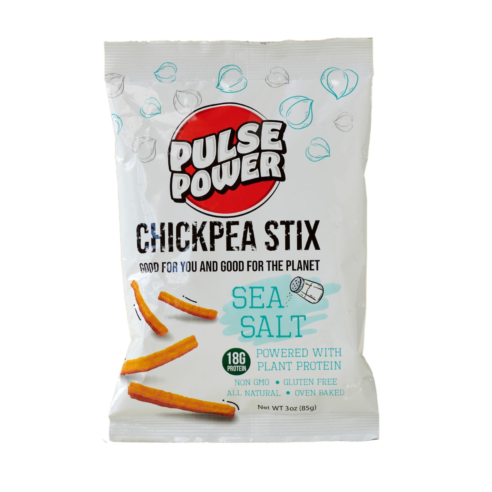 Pulse Power Chickpea Stix - Crunchy Snacks, High Protein, Gluten Free, Non-GMO, Vegan (Sea Salt, 3 oz)