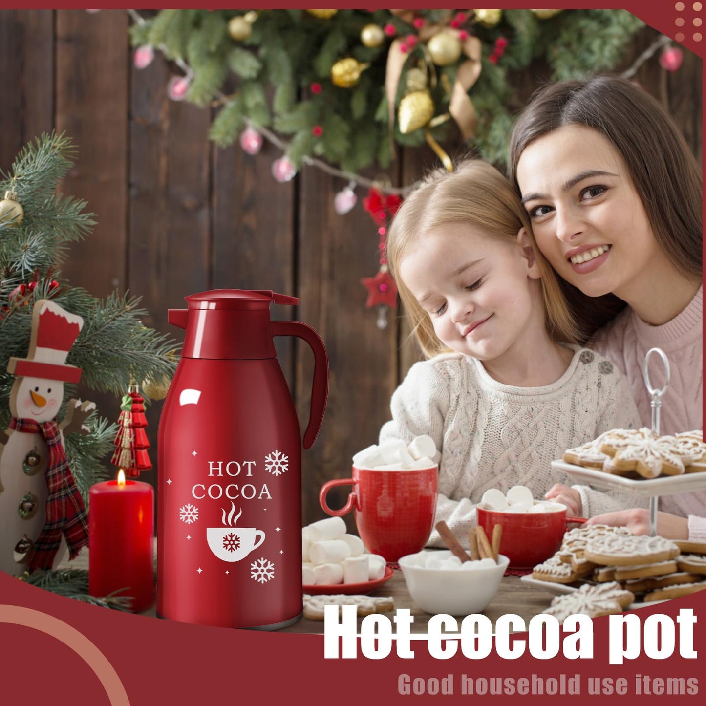 LemonRoad 2 Pcs 68 oz Hot Chocolate Drink Dispenser Red Cocoa Drink Dispenser for Keeping Christmas Hot Cocoa Bar Supplies for C