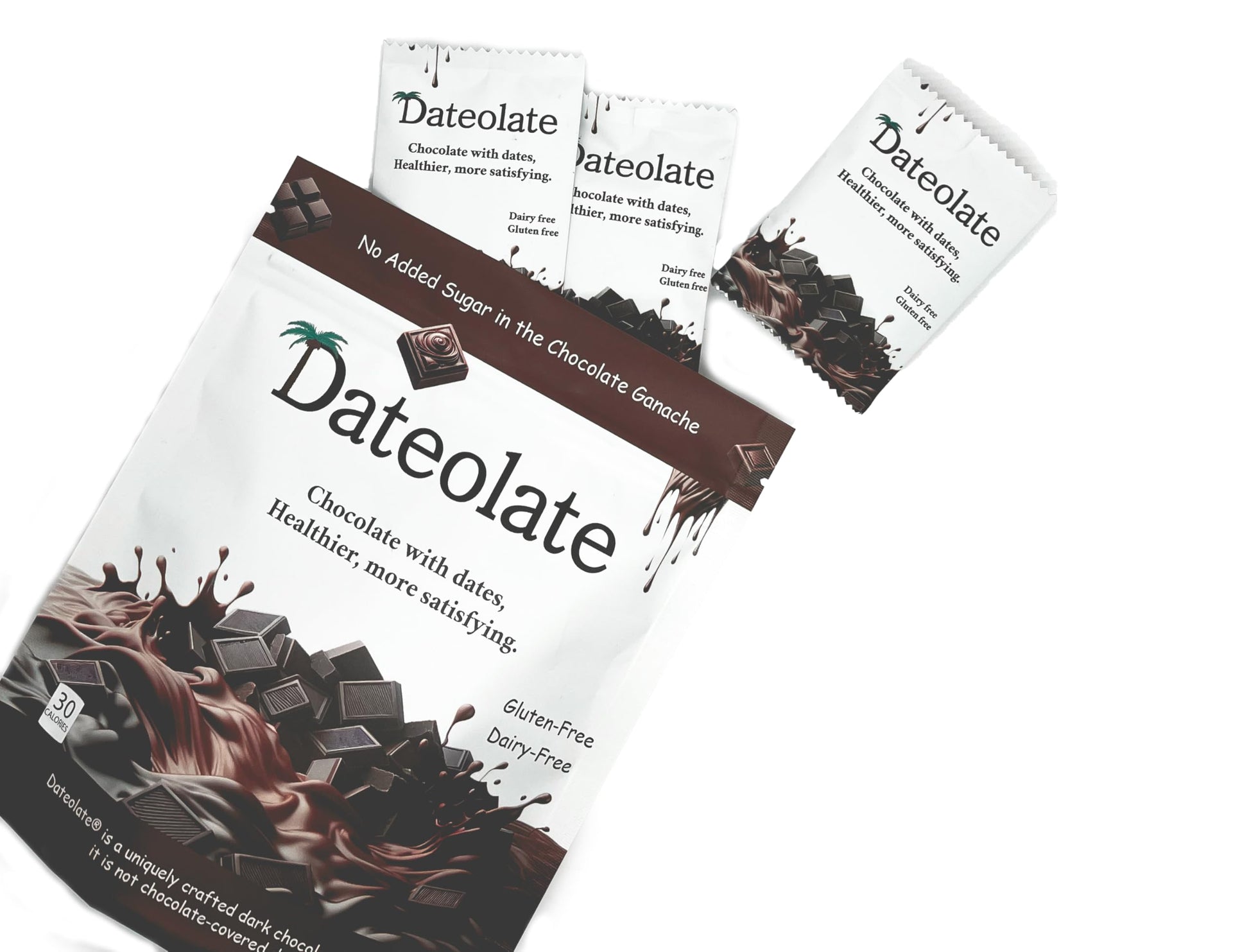Dateolate Dark Chocolate Truffles - 4 Pouches  8 Individual Chocolates Per Pouch | Date & Nut Ganache | All Natural  Dairy-Free