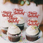 Rssta i 24 Pack Cupcake Toppers, Glitter Birthday Food Picks, Red, Model XM003-Red, Ideal for Happy Birthday Theme Party Decorations