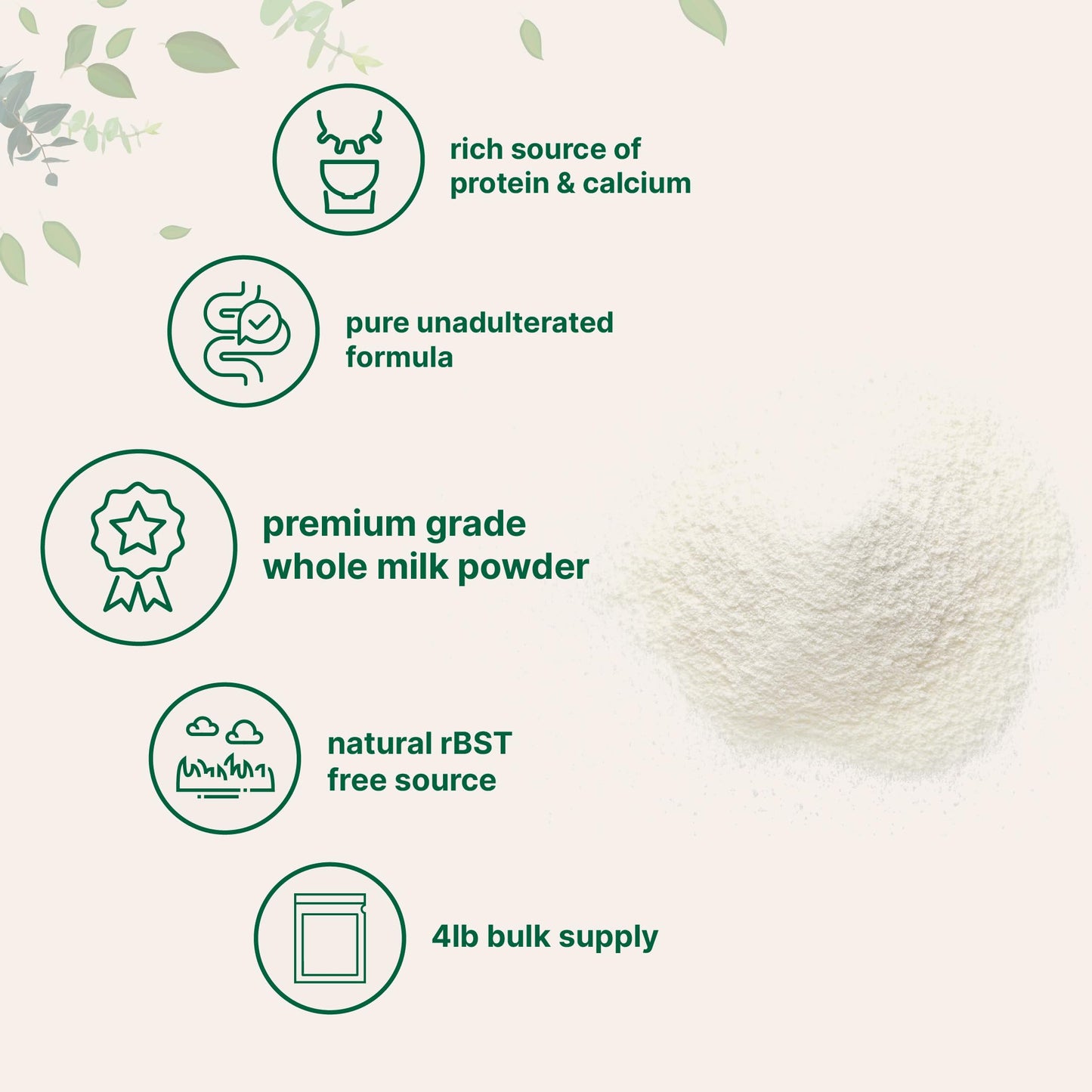 Micro Ingredients Whole Milk Powder, Non-GMO, 64 Ounce, rBST   Free, Premium Grade for Baking