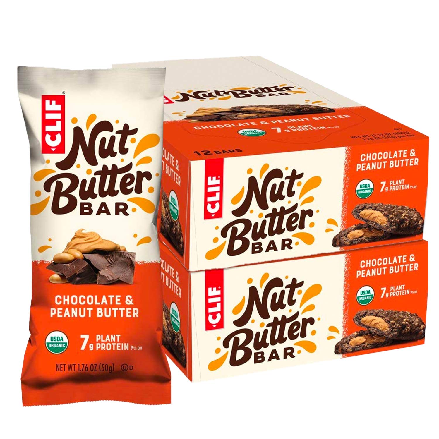 Clif Nut Butter Bar - Organic Snack Bars - Chocolate Peanut Butter - (1.76 Ounce Protein Snack Bars, 24 Count)