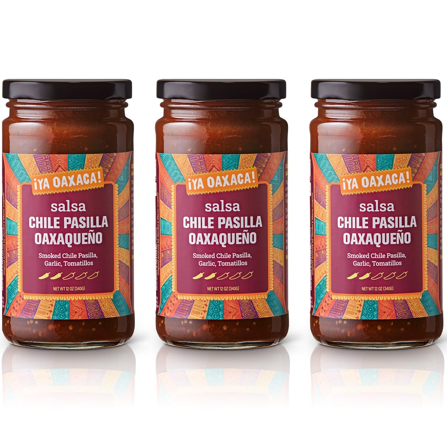 Ya Oaxaca Salsa Chile Pasilla Oaxaqueño, Gluten Free, Non-GMO, Vegan, 12 Ounces (Pack of 3)