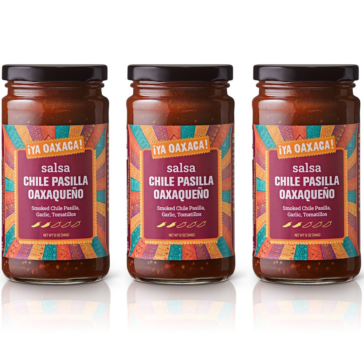 Ya Oaxaca Salsa Chile Pasilla Oaxaqueño, Gluten Free, Non-GMO, Vegan, 12 Ounces (Pack of 3)