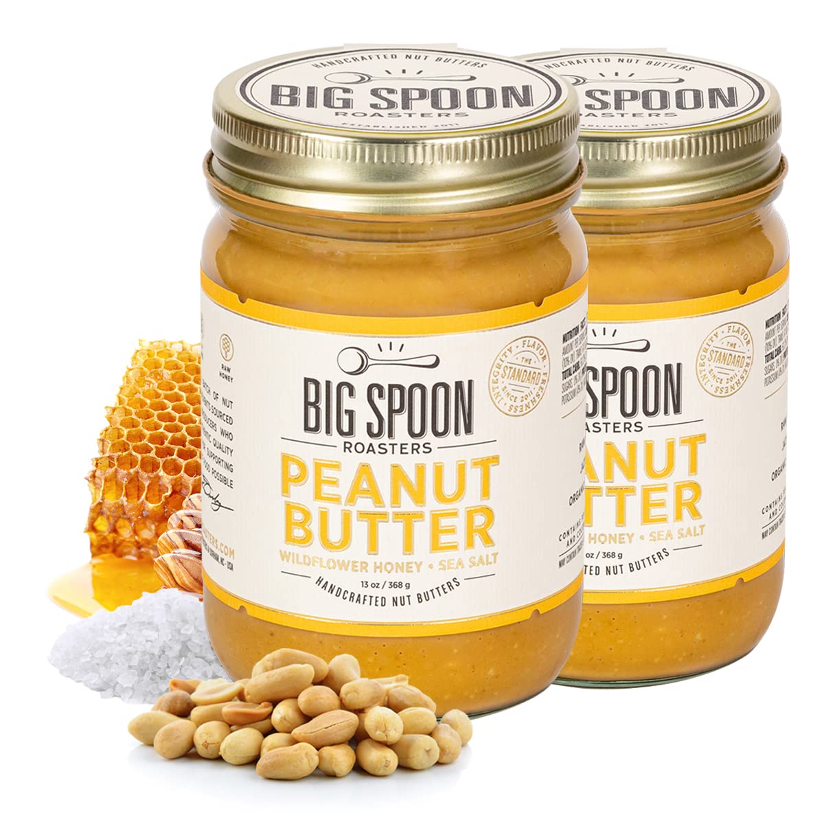 Big Spoon Roasters Peanut Butter with Wildflower Honey & Sea Salt, Low Sugar, 26 Ounces, Creamy, Keto Friendly