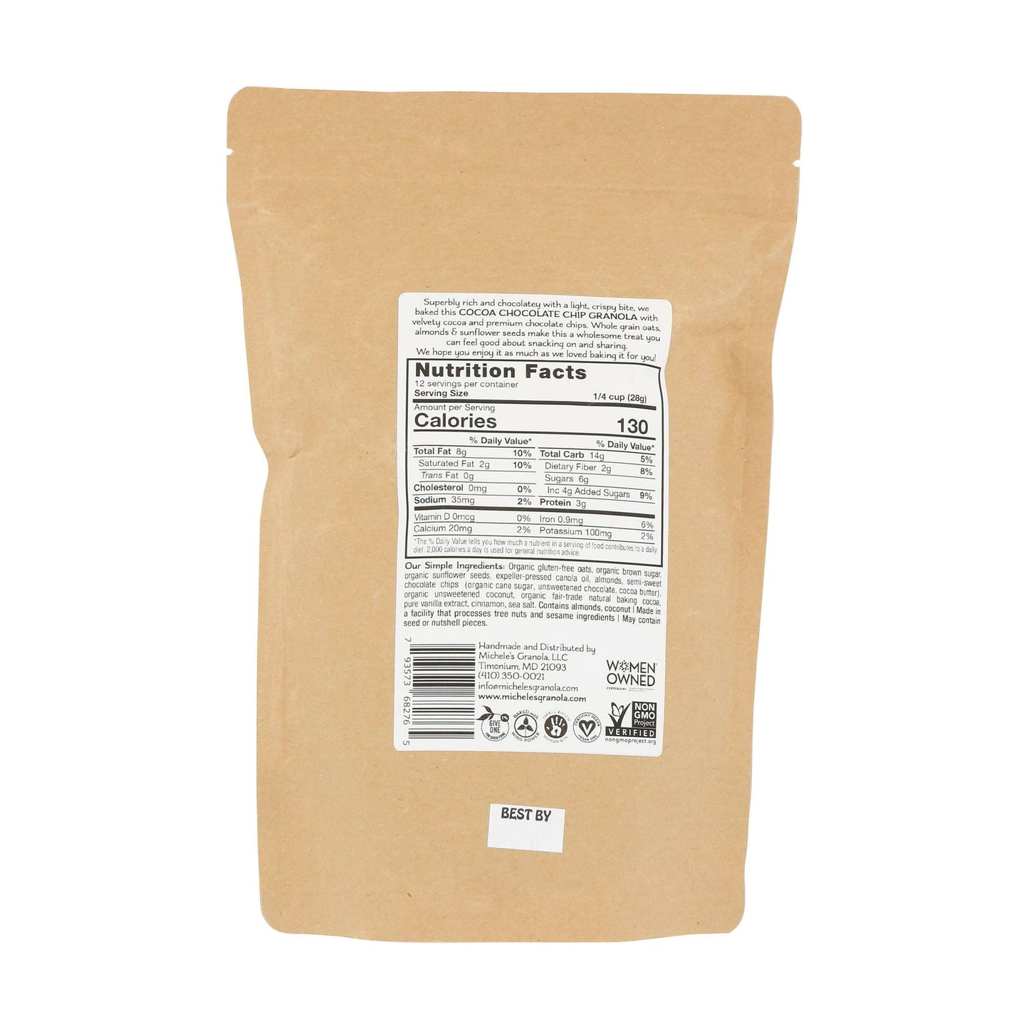 MICHELES GRANOLA Cocoa Chocolate Chip Granola, 12 OZ