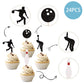 24 Pcs Bowling Cupcake Toppers Glitter Bowling Alley Players Cupcake Picks Indoor Sport Baby Shower Birthday Party Cake Decorati