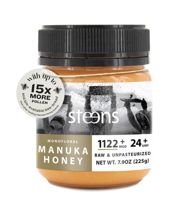 Steens Manuka Honey - UMF 24+ and MGO 1122+ - Pure & Raw 100% Certified Manuka Honey - Bottled and Sealed in New Zealand - 7.9 o