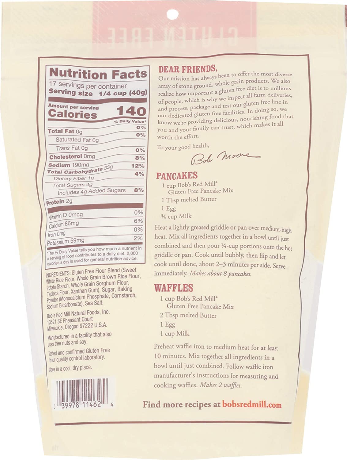 Bob'S Red Mill Gluten Free Pancake Mix - 22 Oz - 2 Pk