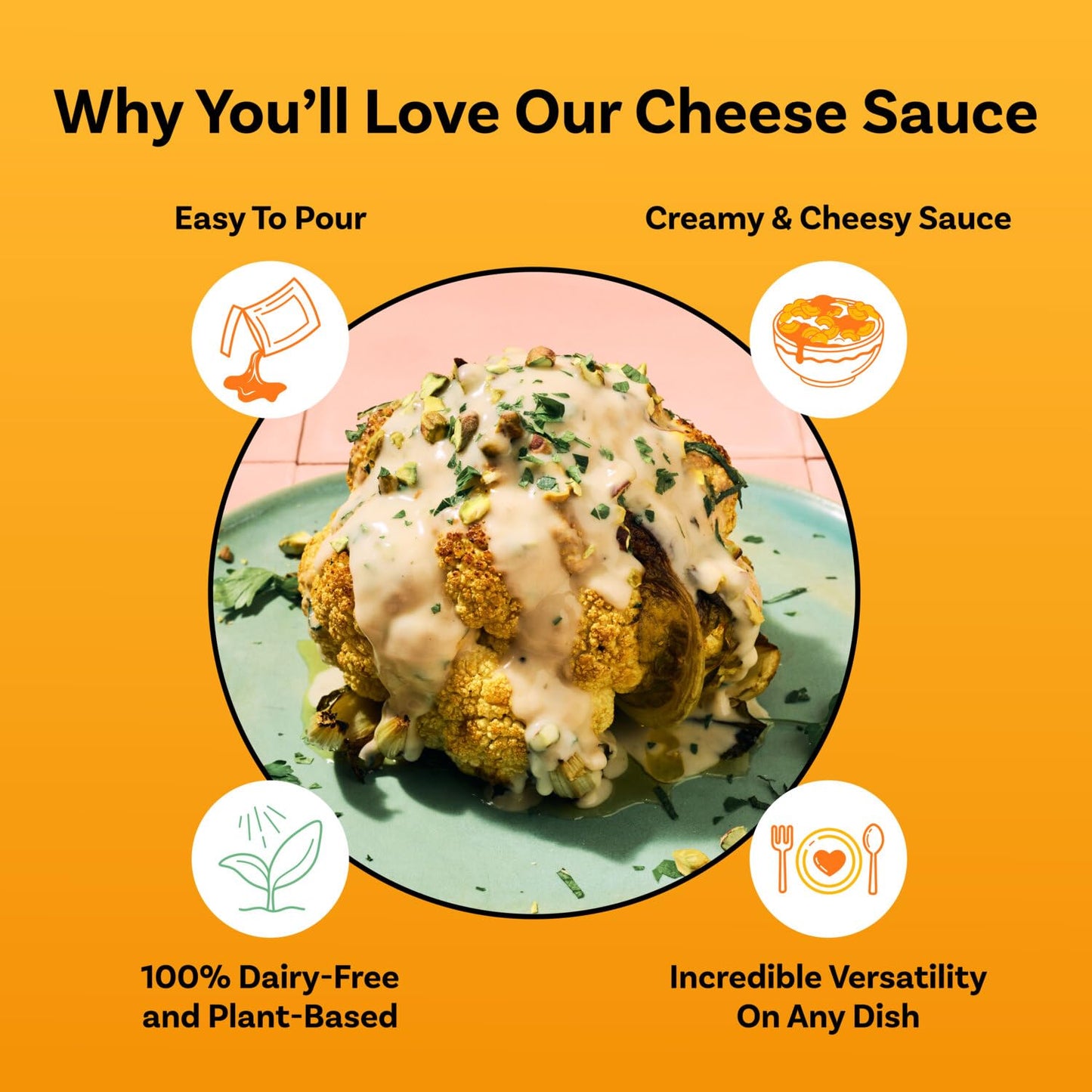 Dairy Free Cheddar Cheese Sauce, Plant Based Rich, Creamy, Cheesy Sauce, 14.2 oz (Pack of 8)