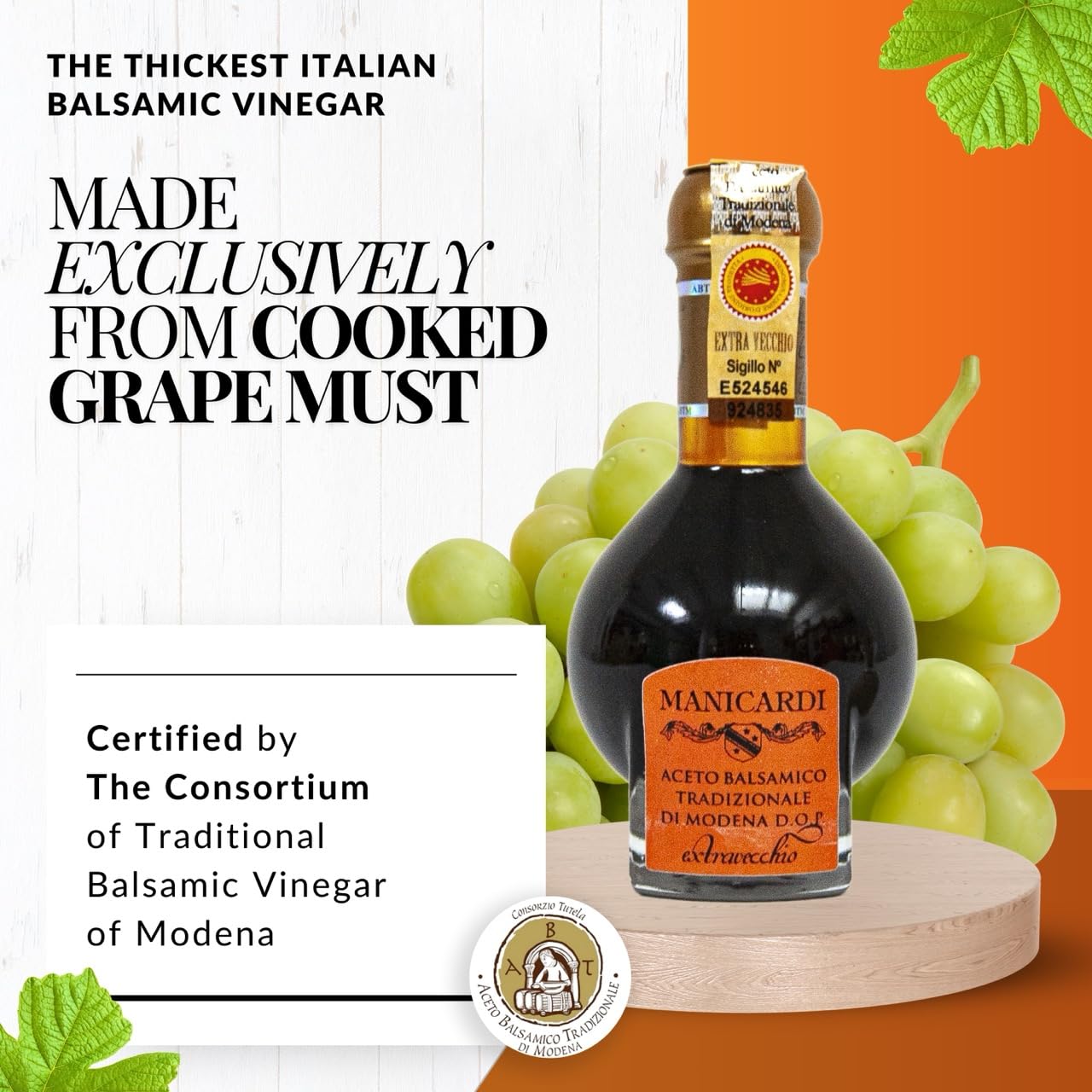 Manicardi Traditional Balsamic Vinegar Of Modena Pdo Aged 25 Years - Extra Aged Italian Perfect For Snacks, Pasta, Vegetables, S