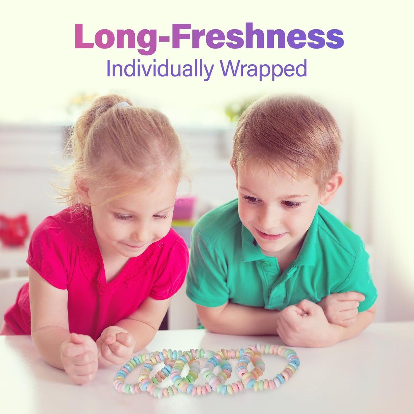 Fresh Finest 48-Count Bulk Candy Bracelets - Individually Wrapped Novelty Candy for Party Favors & Goody Bags