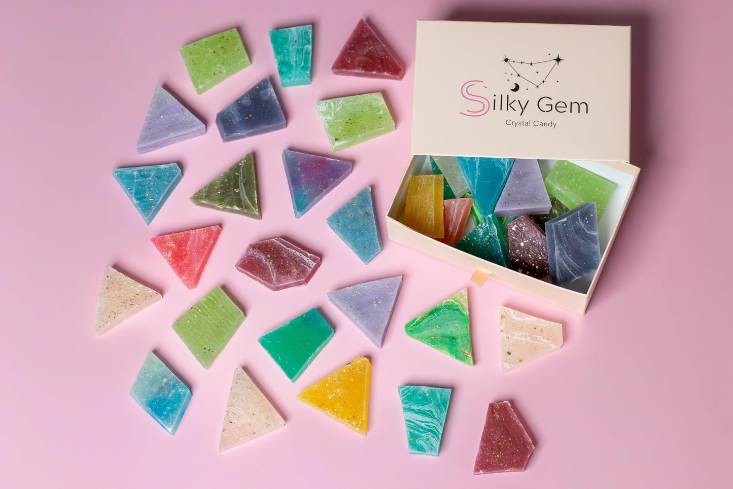 SILKY GEM - The Gemmies  Edible Crystal Candy  8-10 Small Clusters  Mixed Flavors  Sample Box  Kohakutou  Edible Gem  Vegan  Gluten Free  Christmas candy ASMR